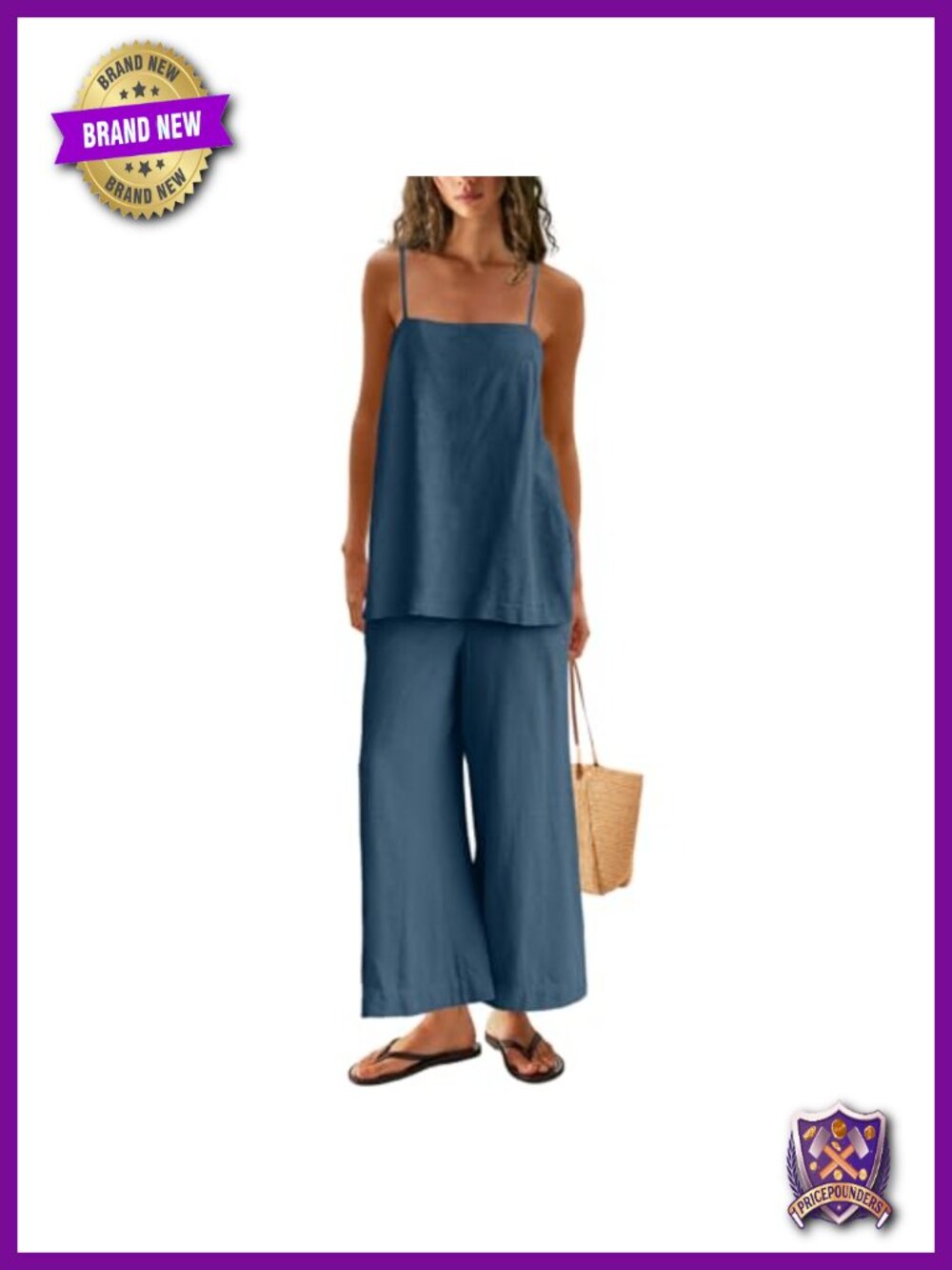 Two Piece Set Spaghetti Strap Tank Top Wide Leg Pants Lounge Travel